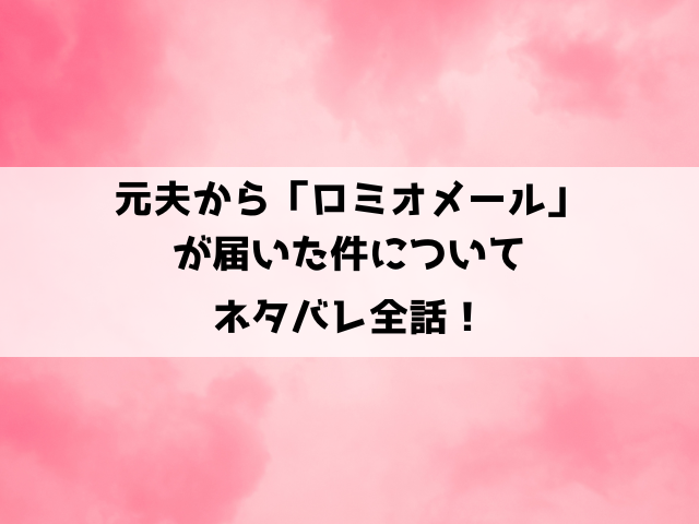 元夫から「ロミオメール」が届いた件についてネタバレ！ロミオ化した元夫との攻防！